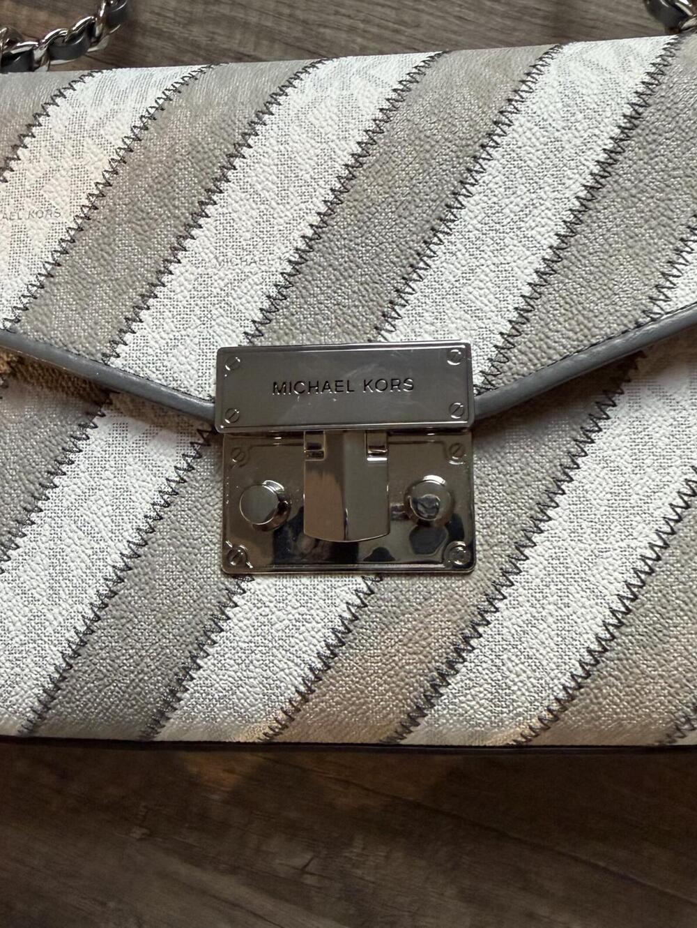 Michael Kors Rose Medium Flap Shoulder Bag - PRL Grey Multi - Picture 3 of 6